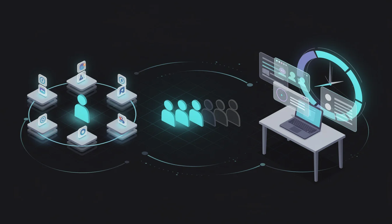 Infographic showing the scale of the problem - 6.8 platforms per user, 73% will switch brands over no response, 2+ hours lost weekly to app-switching